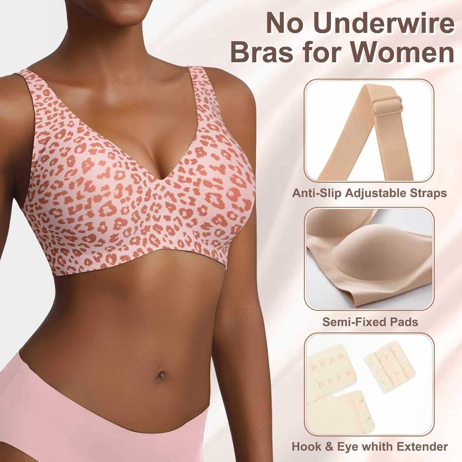 Women's Seamless Pink Leopard  - Full Coverage Bra recension och pris